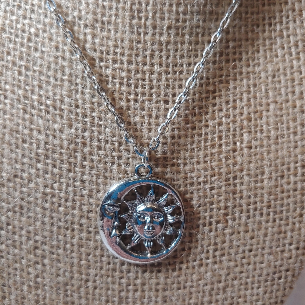 Silver Moon & Sun Necklace